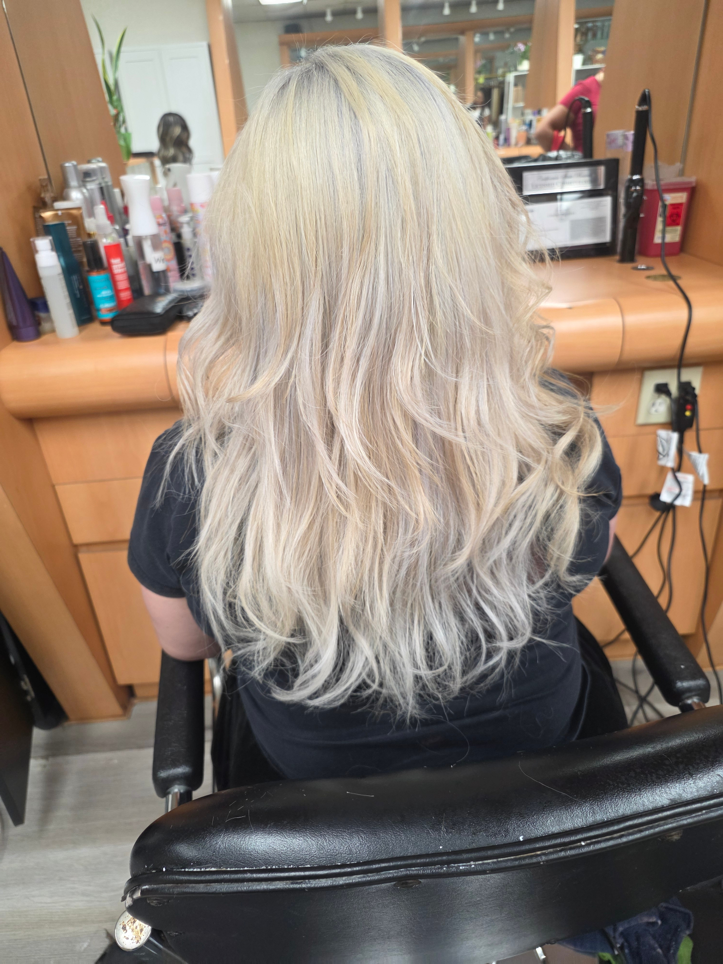 After photo of bright blonde hair with smooth blended finish